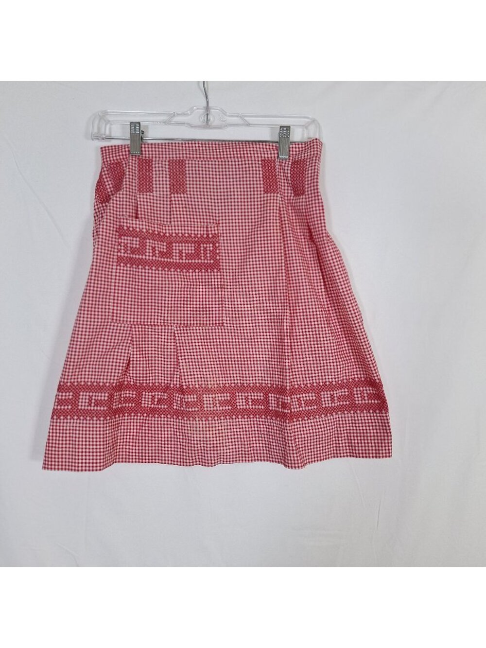 Vintage Red White Plaid Apron